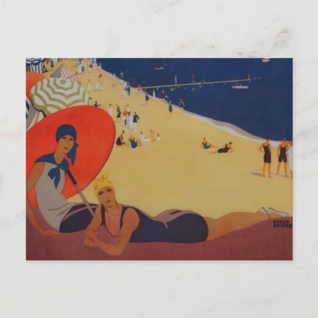 Vintage French Beach Travel Advertisement Postcard (Front)