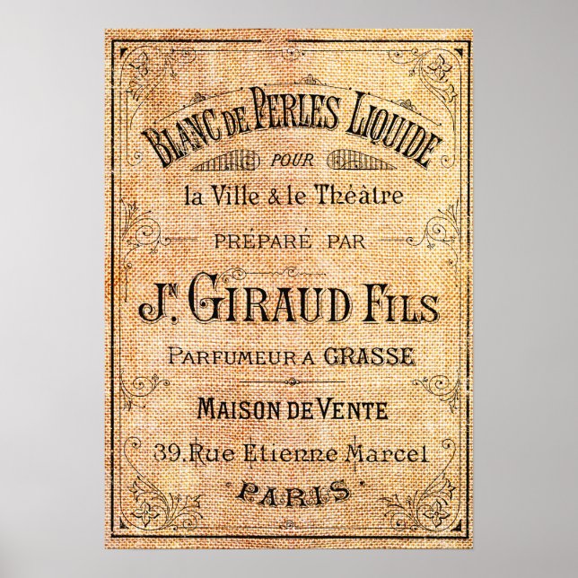 Vintage French beauty label Poster (Front)