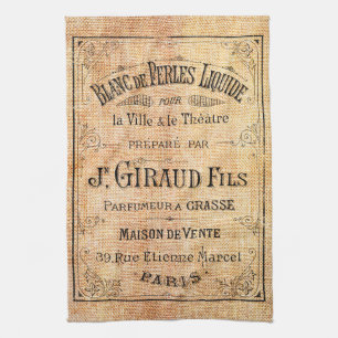Vintage French beauty label Tea Towel