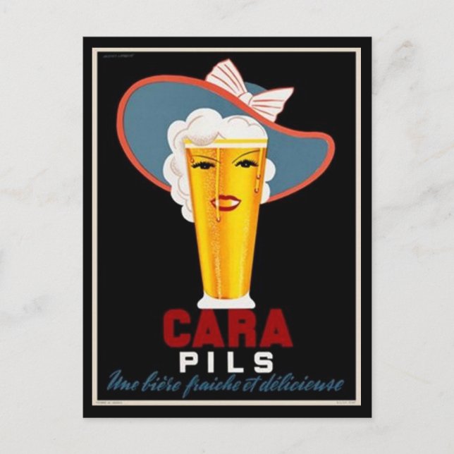 Vintage French Beer Advertisement Postcard (Front)