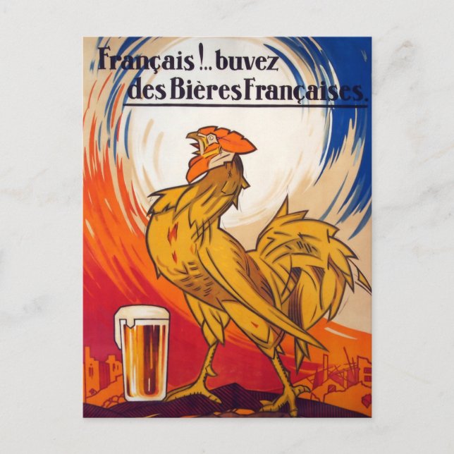 Vintage French Beer Advertisement Postcard (Front)