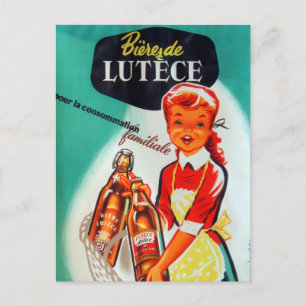 Vintage French Beer Advertisment Postcard