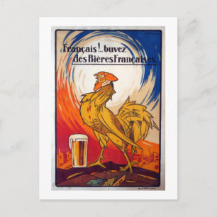 Vintage French Beer Advertisment Postcard