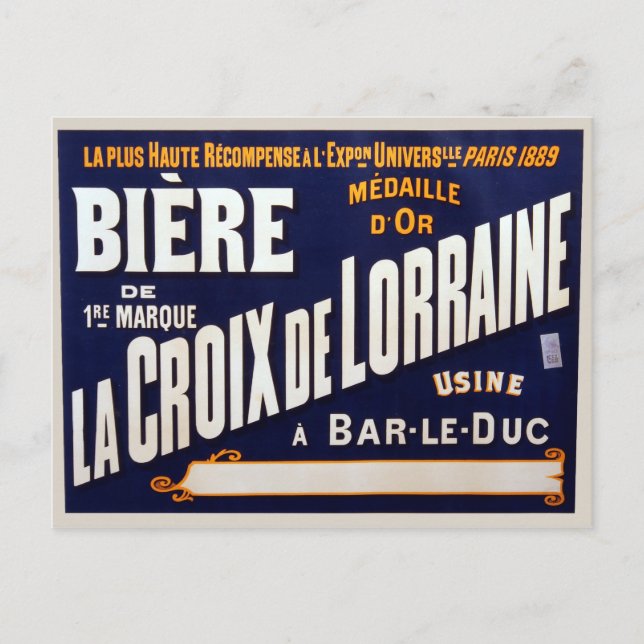 Vintage French Beer Advertisment Postcard (Front)