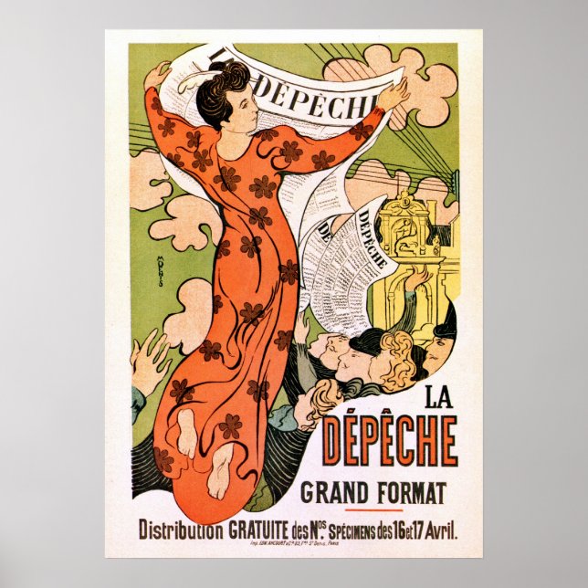 Vintage French belle époque Art nouveau newspaper Poster (Front)