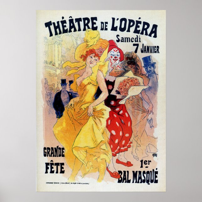Vintage French belle époque masquerade ball ad Poster (Front)