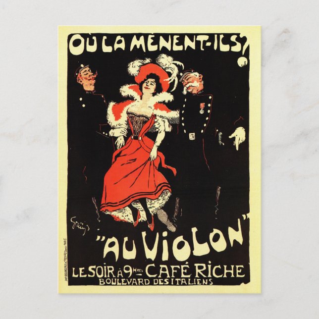 Vintage French belle époque nightclub ad Postcard (Front)
