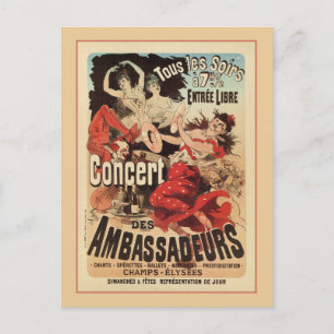 Vintage French belle époque Paris nightlife ad Postcard