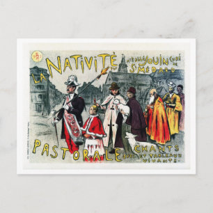 Vintage French belle époque religious play ad Postcard
