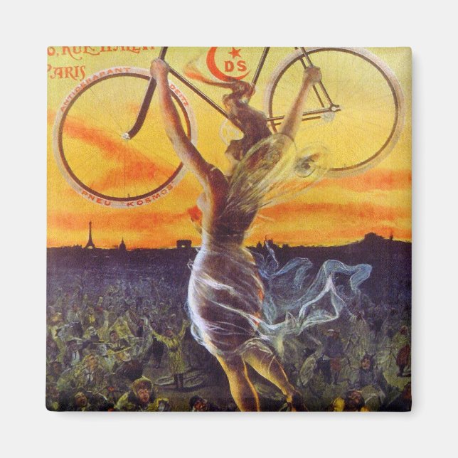 Vintage French Bicycle Art Magnet (Front)