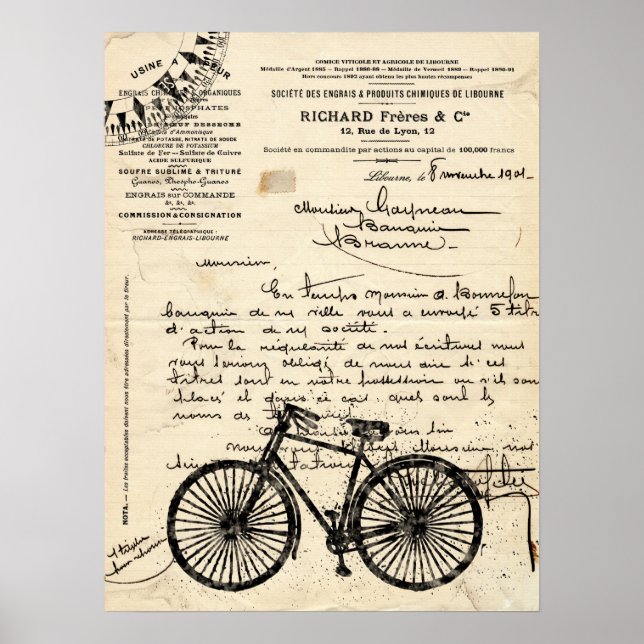 Vintage French Bicycle Poster (Front)