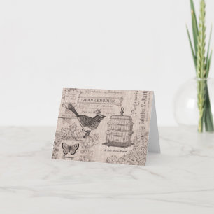 Vintage French Bird notecard