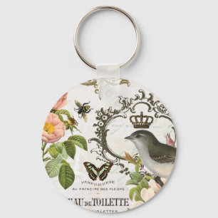 Vintage French Bird with crown keychain