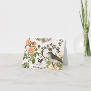 Vintage French Bird with crown notecard