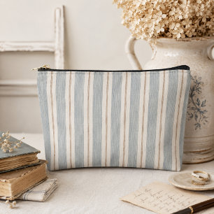 Vintage French Blue & Brown - Neutral Farmhouse Accessory Pouch