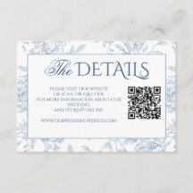 Vintage French Blue Floral Toile QR Code Website