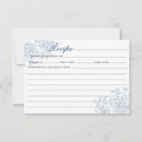 Vintage French Blue Floral Toile Recipe Card