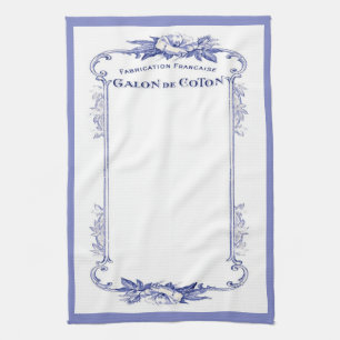 vintage french blue kitchen towel