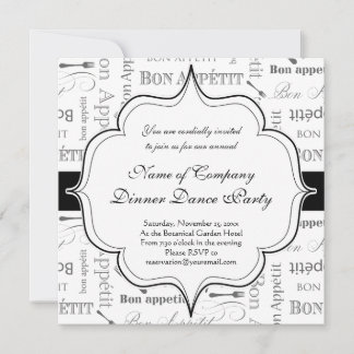 Vintage French Bon Appetit Black and White Invitation