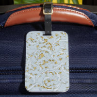 Vintage French Bon Voyage Blue Gold Scroll Fancy