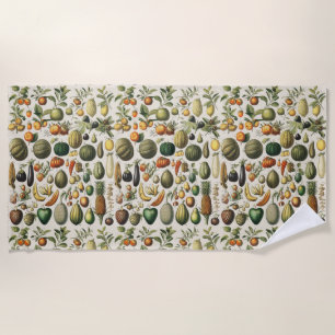 Vintage French Botanical Fruit Poster Art Beach Towel