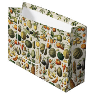Vintage French Botanical Fruit Poster Art Large Gift Bag