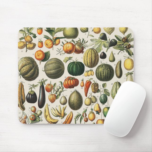 Vintage French Botanical Fruit Poster Art Mouse Mat (With Mouse)
