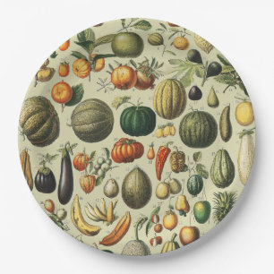 Vintage French Botanical Fruit Poster Art Paper Plate