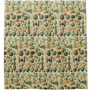 Vintage French Botanical Fruit Poster Art Shower Curtain