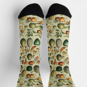 Vintage French Botanical Fruit Poster Art Socks