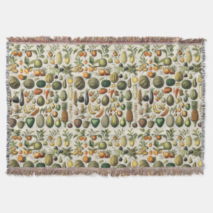 Vintage French Botanical Fruit Poster Art Throw Blanket