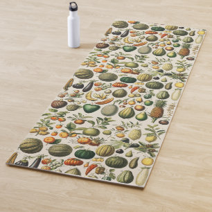 Vintage French Botanical Fruit Poster Art Yoga Mat