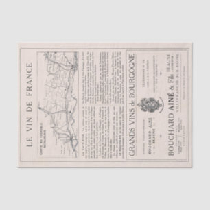 Vintage French Bourgogne Wine Ad Map Decoupage  Tissue Paper