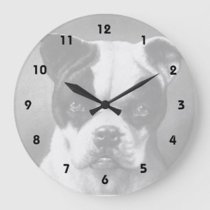 Vintage French Bulldog art Large Clock