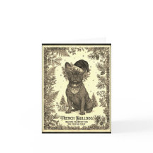 Vintage French Bulldog Christmas Card w/Bio