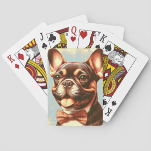 Vintage French Bulldog Painting Portrait Playing Cards