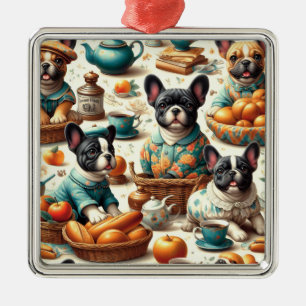 Vintage French Bulldog Seamless Metal Tree Decoration