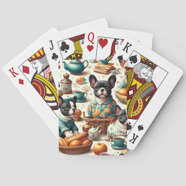 Vintage French Bulldog Seamless Playing Cards (Back)