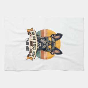 Vintage French Bulldog Sunglasses My Job Is To Sit Tea Towel