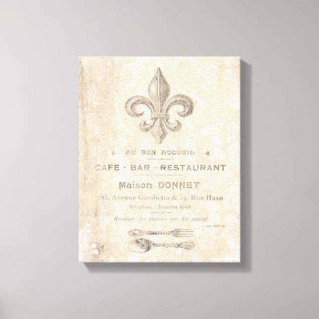 Vintage French CAFE sign stretched canvas (Front)