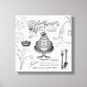 Vintage French Cake stretched canvas Print
