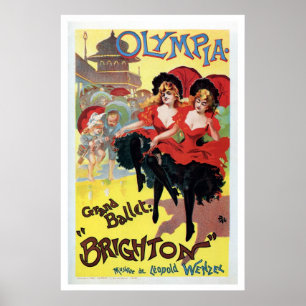 Vintage French can-can (cancan) dance Poster