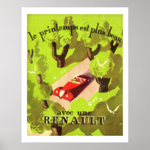 Vintage French Car ad Poster