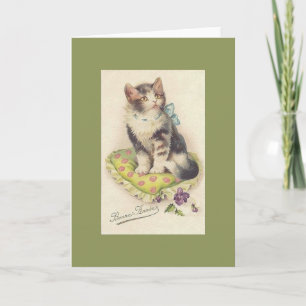 Vintage French Cat Happy New Year Card