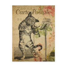 Vintage French Cat Playing the Violin