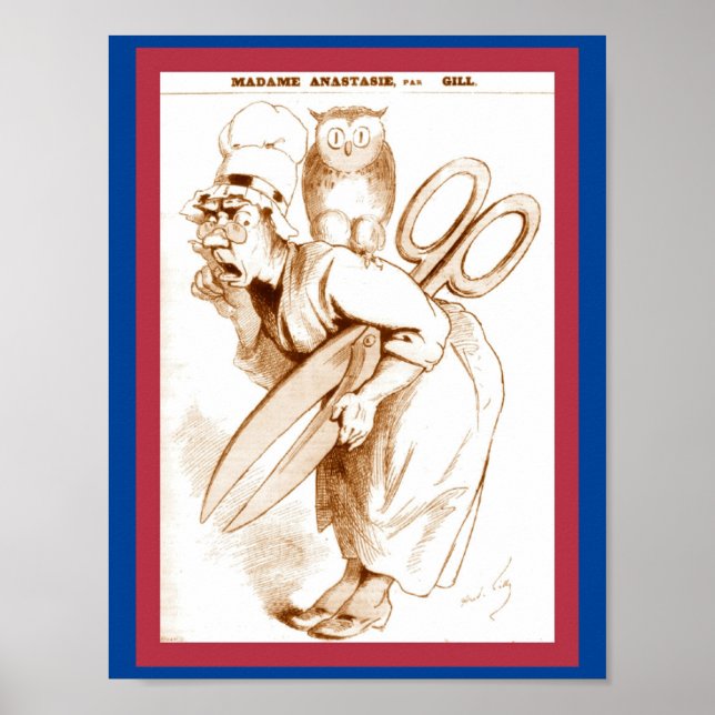 Vintage French Censorship 1874 Cartoon Copy Poster (Front)