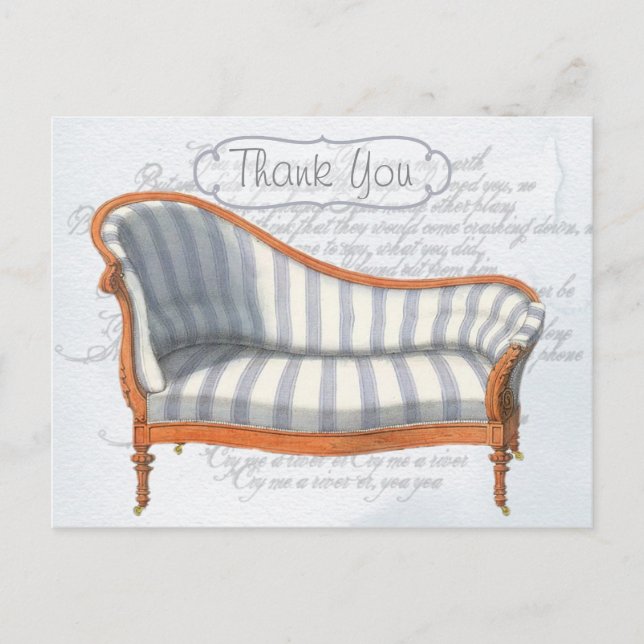Vintage French Chaises Lounges Custom Thank You Postcard (Front)