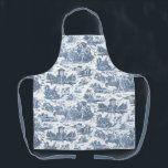 Vintage French Chariot of Dawn Toile de Jouy-Blue Apron<br><div class="desc">Beautifully reconstructed seamless vintage French toile de jouy pattern inspired by Guido Reni's sculpture Le Char de L'Aurore ca 1790 copperplate engraving on textile. This intricate pattern features scenes of Greek gods and goddesses,  temples,  exotic animals,  mythical sea creatures and fantasy landscapes. Strap colour is customisable.</div>