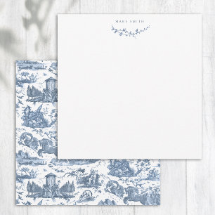Vintage French Chariot of Dawn Toile de Jouy-Blue Card