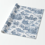 Vintage French Chariot of Dawn Toile de Jouy-Blue Wrapping Paper<br><div class="desc">Beautifully reconstructed seamless vintage French toile de jouy pattern inspired by Guido Reni's sculpture Le Char de L'Aurore ca 1790 copperplate engraving on textile. This intricate pattern features scenes of Greek gods and goddesses,  temples,  exotic animals,  mythical sea creatures and fantasy landscapes.</div>